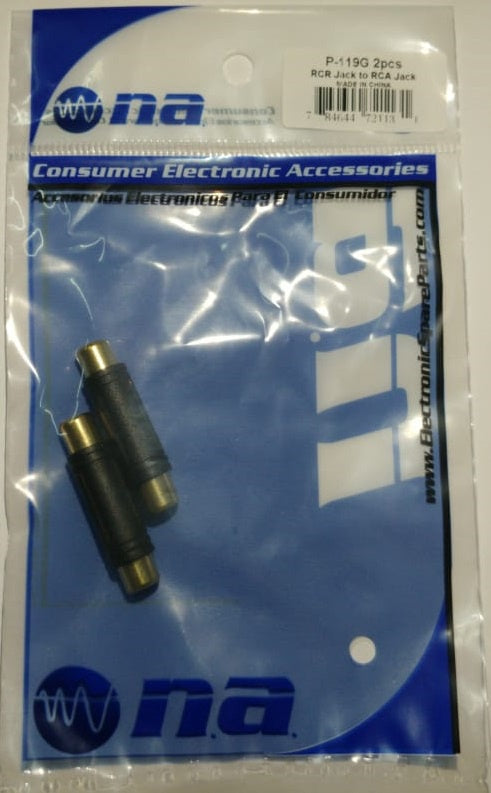NIPPON AMERICA Plug 1 Rca Female to 1 Rca Female P-119G 2PCS Pack Joiner Gold