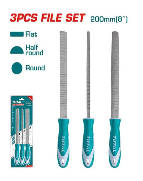 TOTAL File Set 3PCS THT918326 8" Wood
