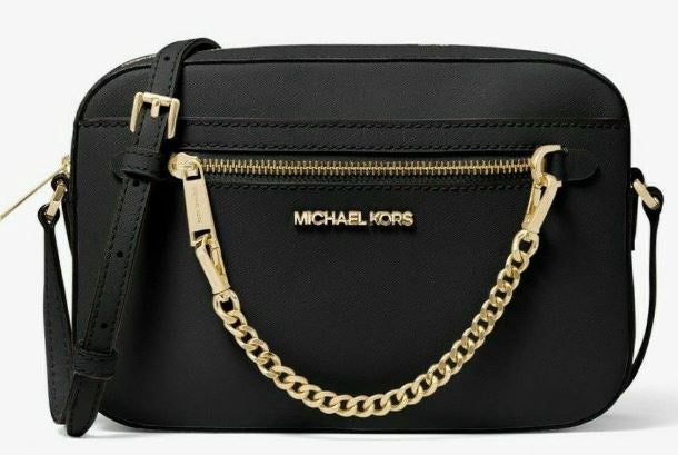 MICHAEL KORS Bag Jet Set Crossbody Black Gold Chain