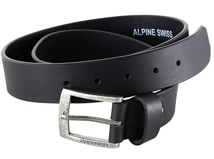 ALPINESWISS Men Belt Alpine Swiss Genuine Leather Slim Casual Jean Signature Buckle