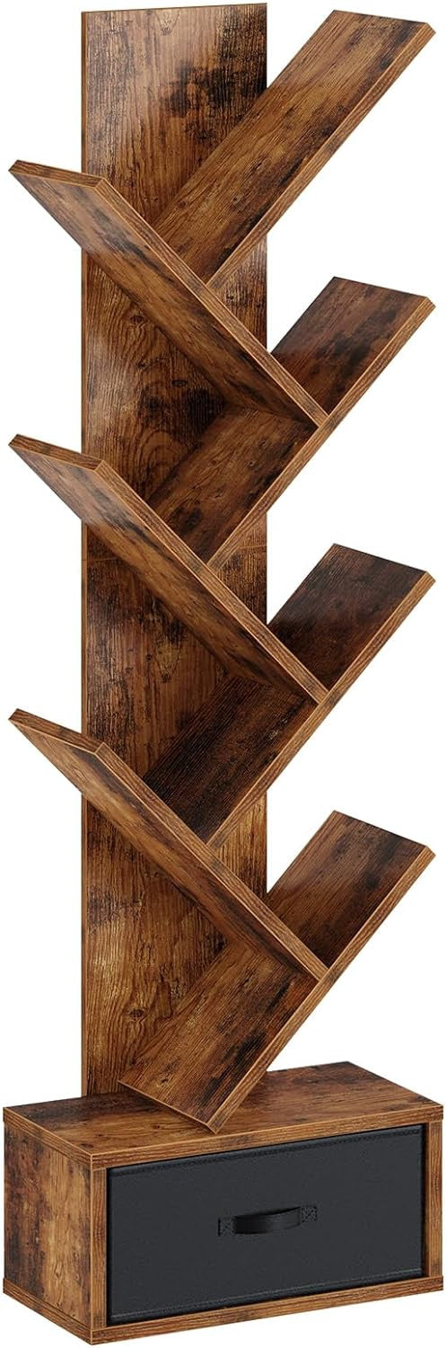 Bookshelf 7 Tier W/DRAW Rustic Brown