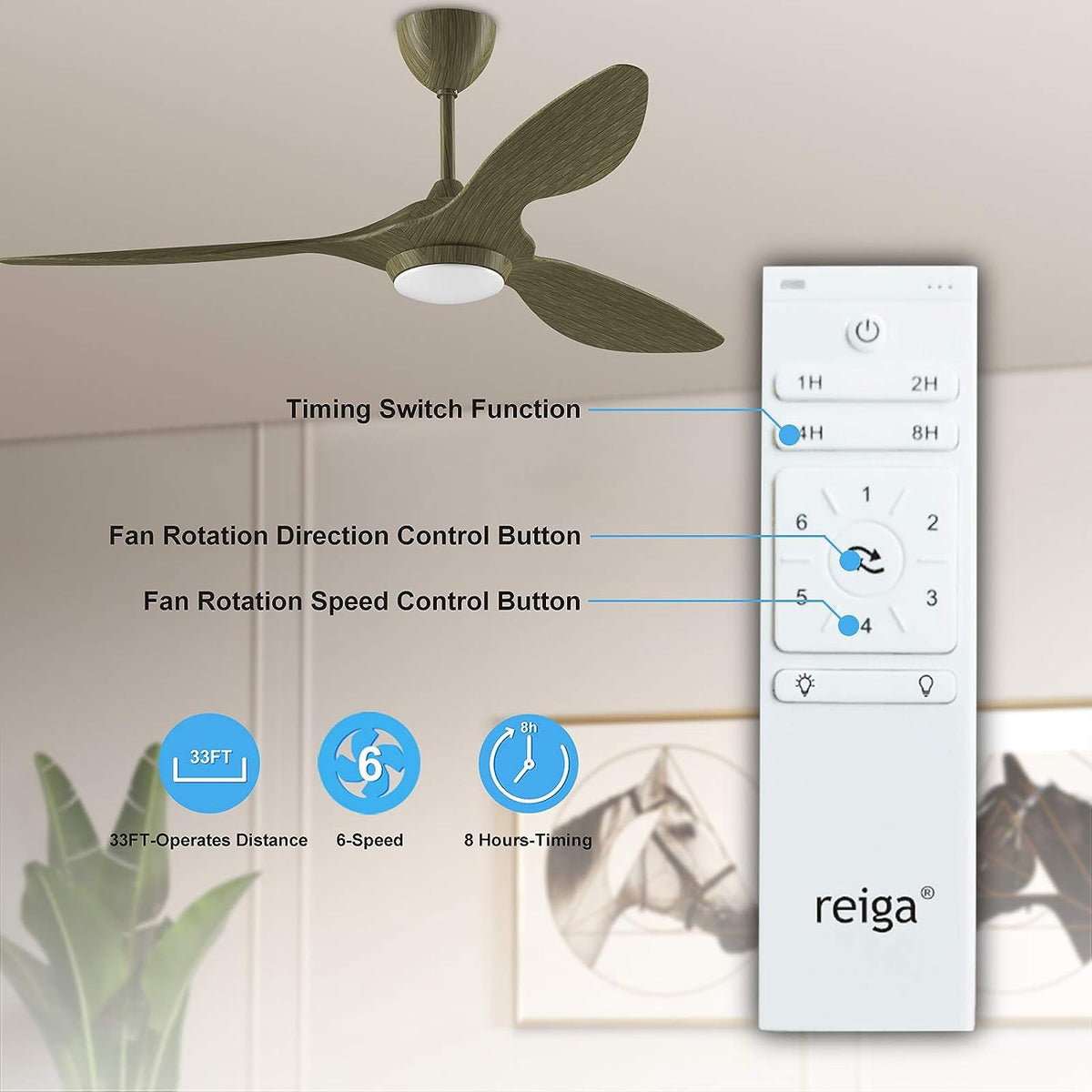REIGA Fan 52" Ceiling YFT-7062-GN
