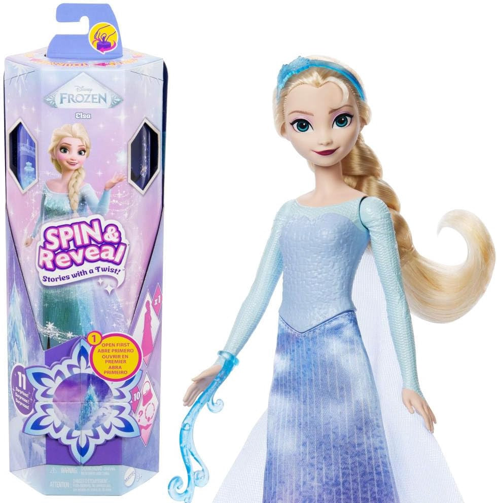 DISNEY Toy Frozen Elsa Doll Spin & Reveal with 11 Surprises