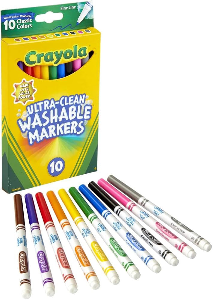 CRAYOLA Markers Washable ULTRA-CLEAN Fine 10PC