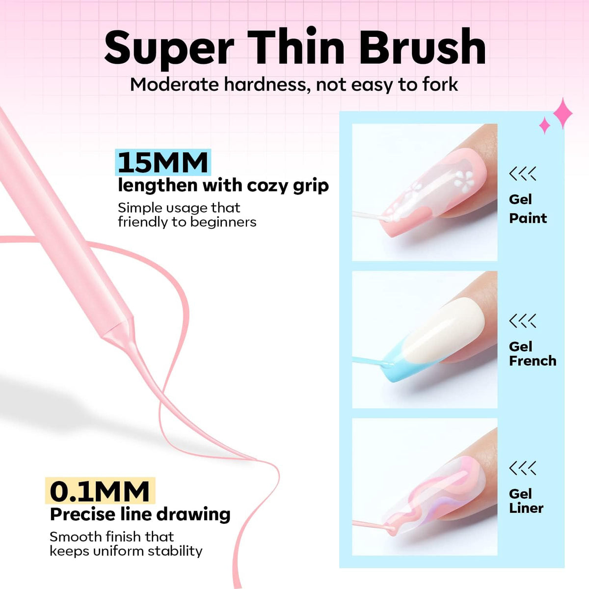 MODELONES Nail Gel Polish Art Gel Liner Pastel Pink / Blue
