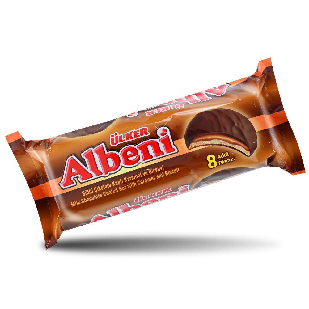 ULKER Chocolate Albeni Cookie Sandwich Biscuit Filled with Caramel 344G