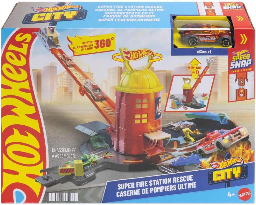 HOT WHEELS Toy Fire Station Rescue