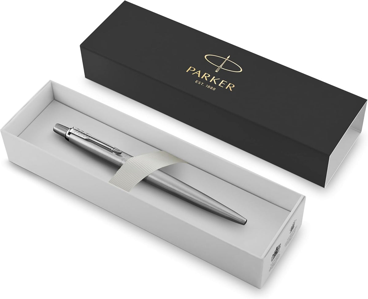 PARKER Stationery Pen Jotter Ballpoint Chrome Blue Ink