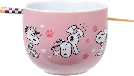 SILVER BUFFALO Ramen Bowl Peanuts Snoopy Poses Puppy Love Ceramic