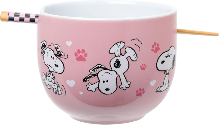 SILVER BUFFALO Ramen Bowl Peanuts Snoopy Poses Puppy Love Ceramic