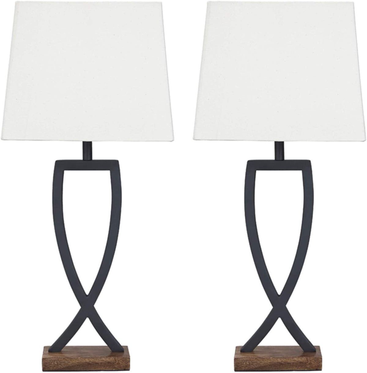 ASHLEY Table Lamp Signature Design Makara Metal Minimalist Set of 2 Black & Brown L204174