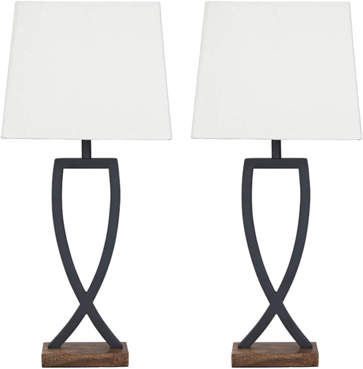 ASHLEY Table Lamp Signature Design Makara Metal Minimalist Set of 2 Black & Brown L204174