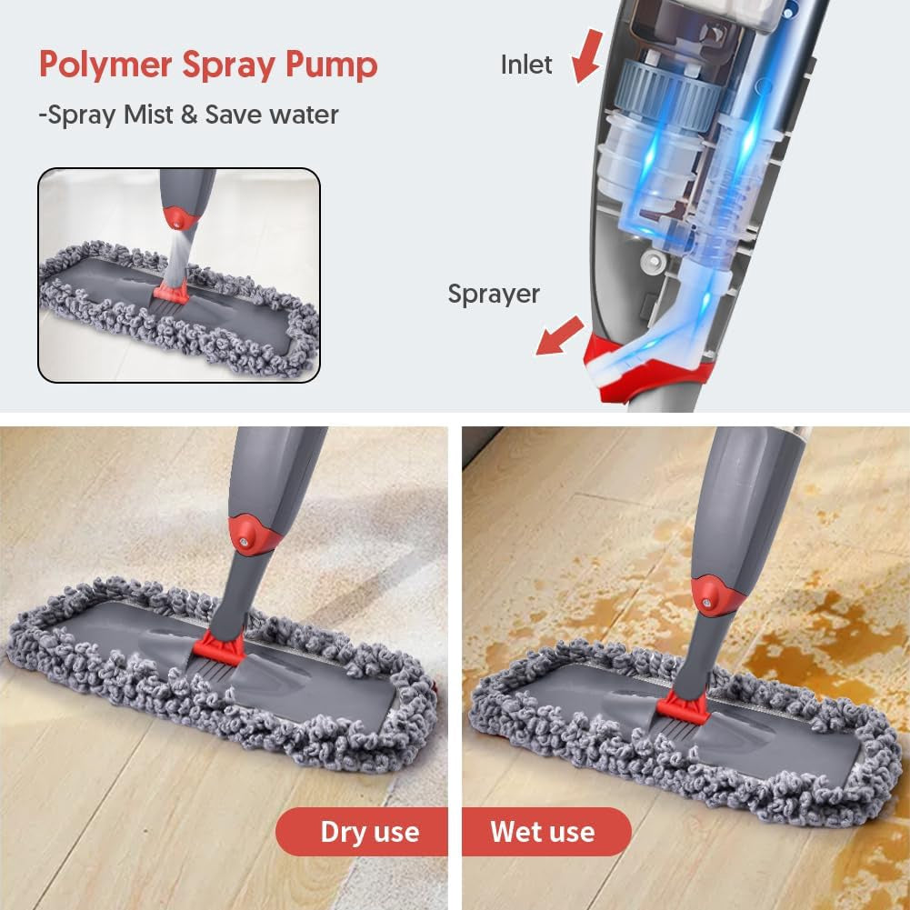 Spray Mop Reusuable Microfiber W/3 Pad