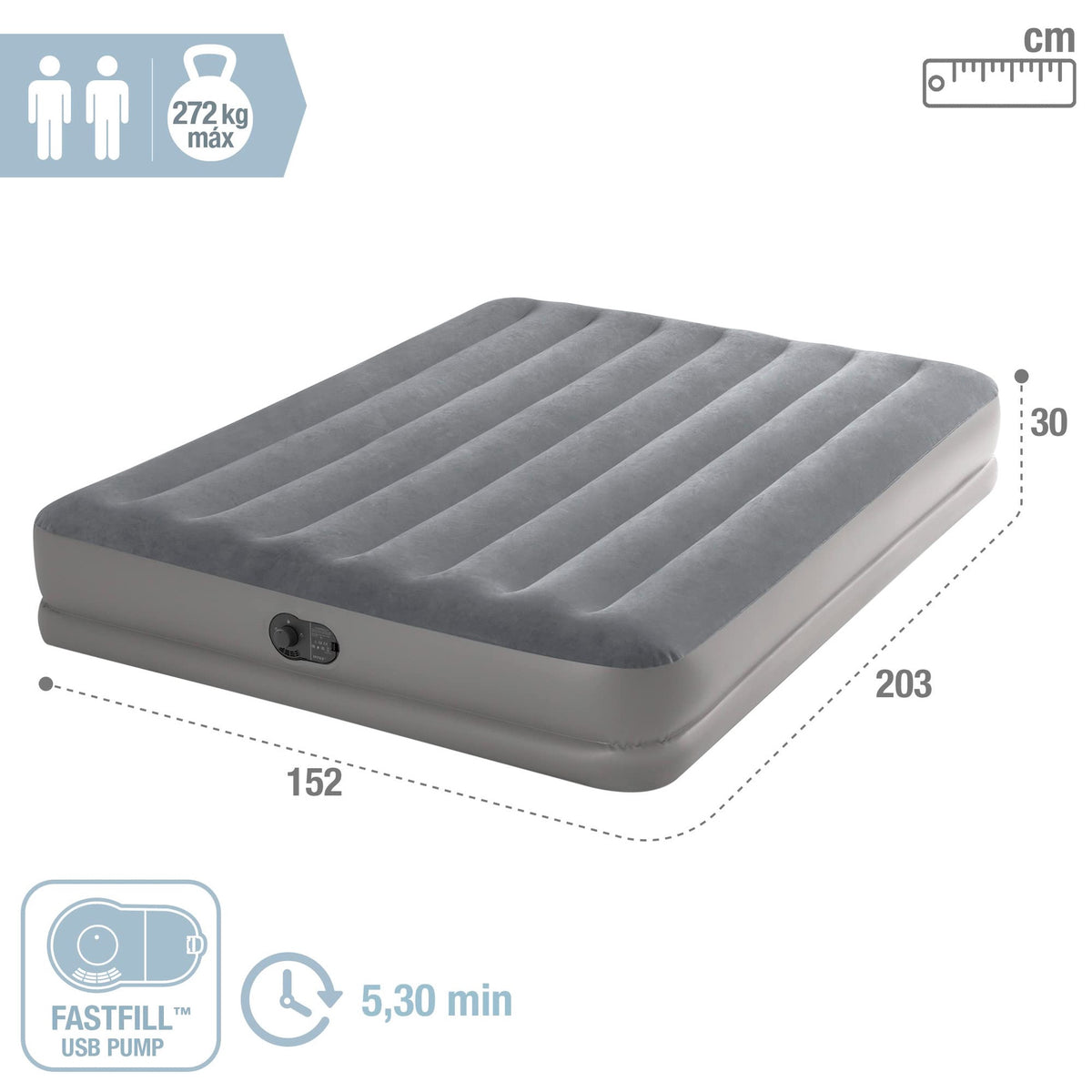 INTEX Mattress Air 64114 60" X 80" X 12" 2P Dura Beam Standard with Pump