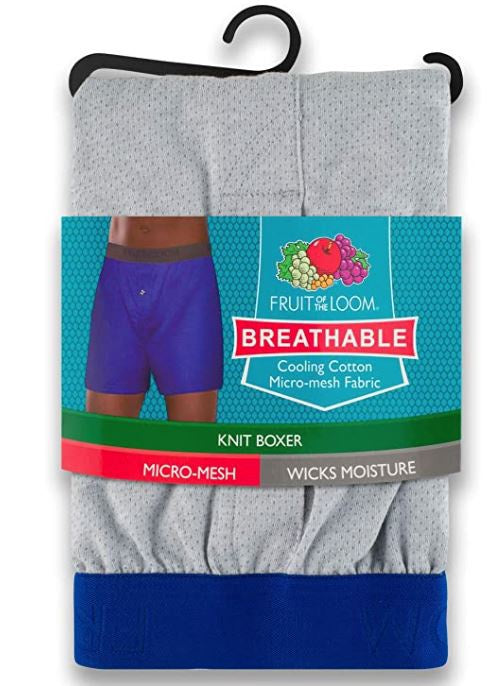 FRUIT OF THE LOOM Men Boxers Knit Breathable Cooling Cotton MICRO-MESH Soft Flex Waistband Medium