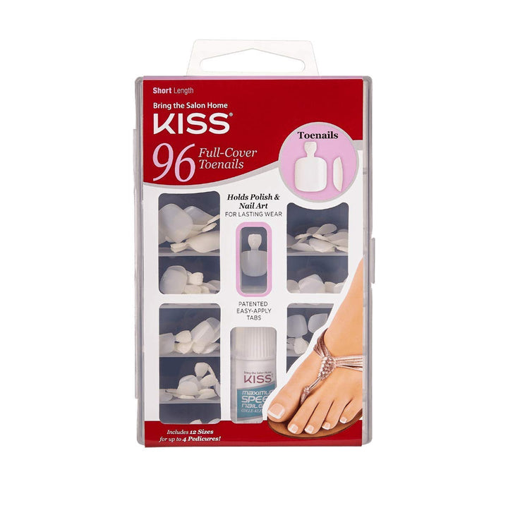 KISS Nails Kit Full Cover Toenails 96PCS W/GLUE