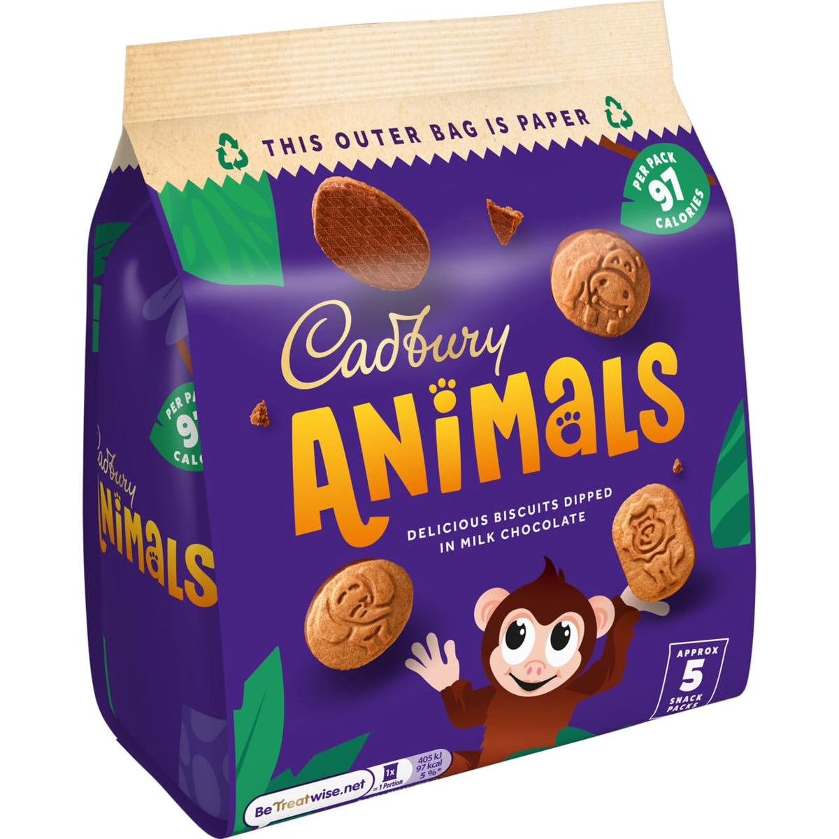 CADBURY Animals Biscuits Dipped IN Milk Chocolate 99.5G