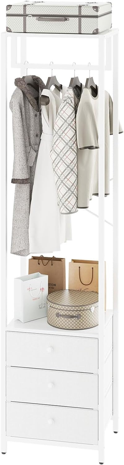 Rack Closet Organizer White W/FABRIC Draw