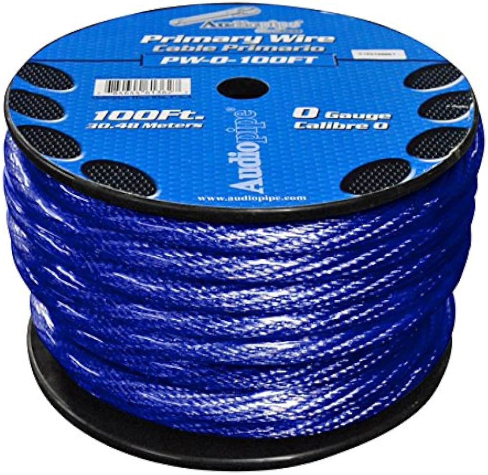 AUDIO PIPE Power Cable Car 0G PW-0-100 Blu Sold Per Roll of 100FT