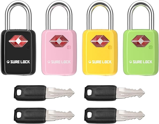 SURE LOCK Travel Lock Tsa 4PACK Mini Multi Color