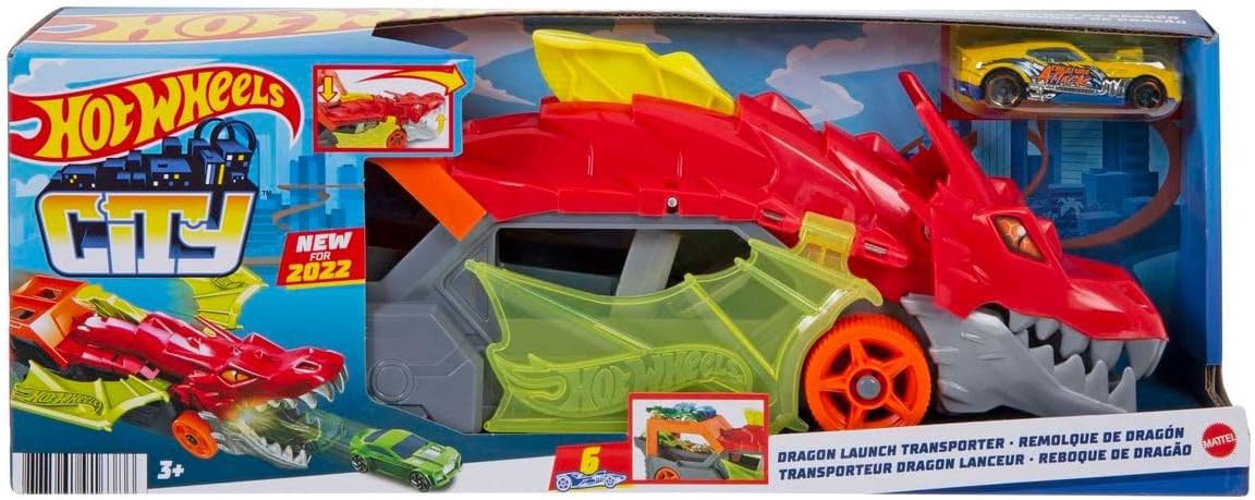 HOT WHEELS Toy City Dragon Launch Transporter Set