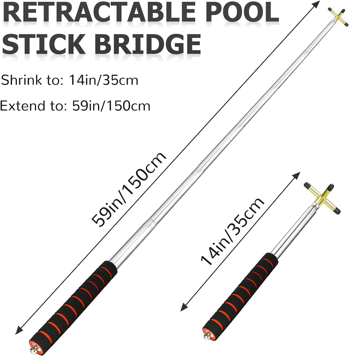 Pool Cue Stick Bridge X Cross Brass Head Retractable