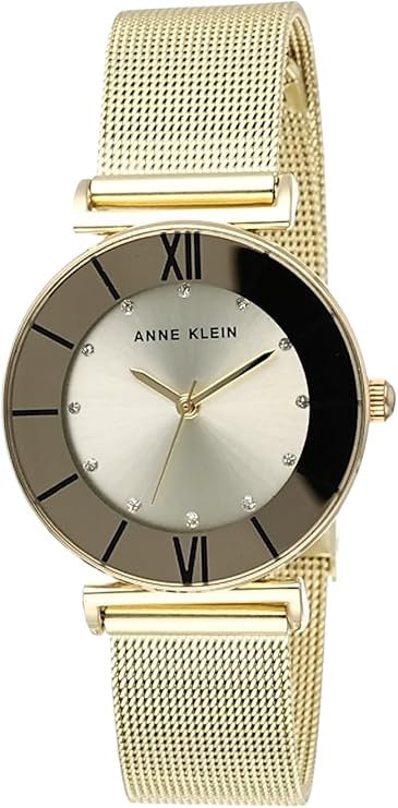 ANNE KLEIN Watch Glitter Mesh Bracelet 3780CHGB