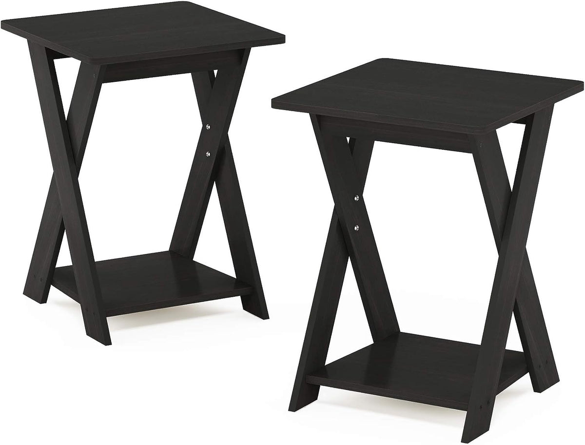 FURINNO End Table Set of 2 Modern Expresso 16050EX