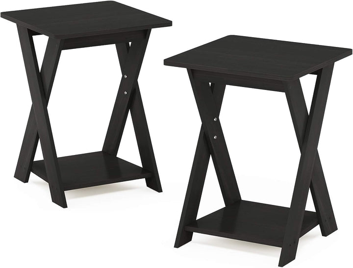 FURINNO End Table Set of 2 Modern Expresso 16050EX