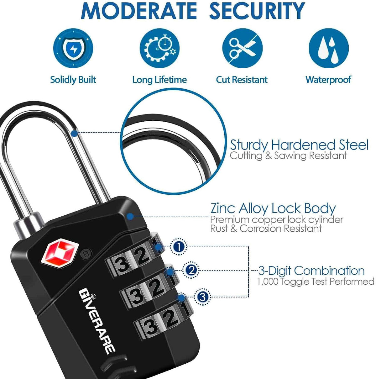 Travel Lock Giverare 2PC Tsa Luggage