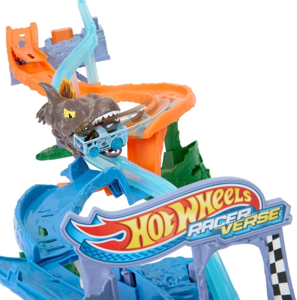 HOT WHEELS Toy Car Track Set Racerverse Jurassic World