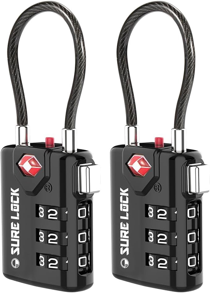 SURE LOCK Travel Lock Tsa 2PACK Black