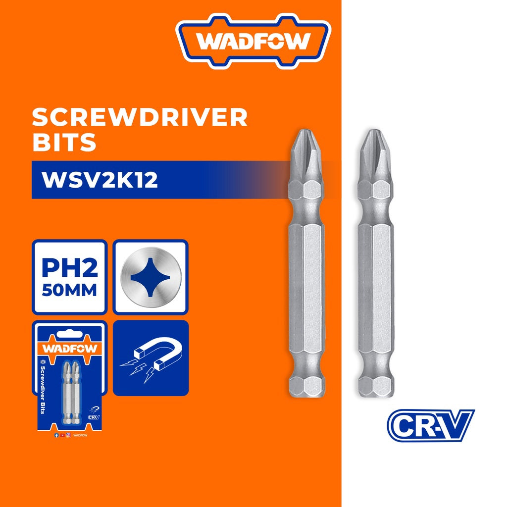 WADFOW Screwdriver Bit Set 2PCS WSV2K12 PH2 50MM