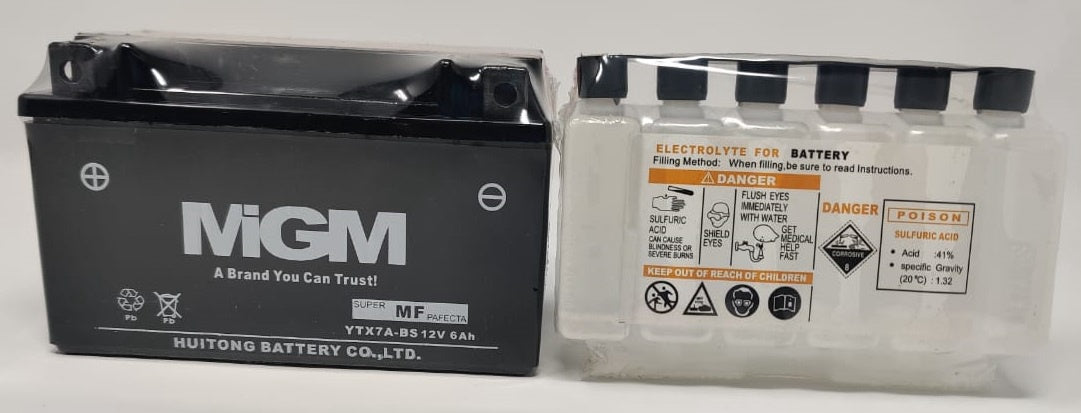 MIGM M/CYCLE Battery YTX7A-BS with Acid