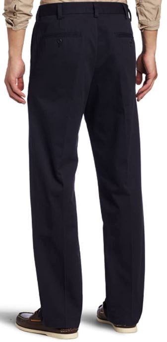 IZOD Men Pants American Chino Flat Front Straight Fit Navy