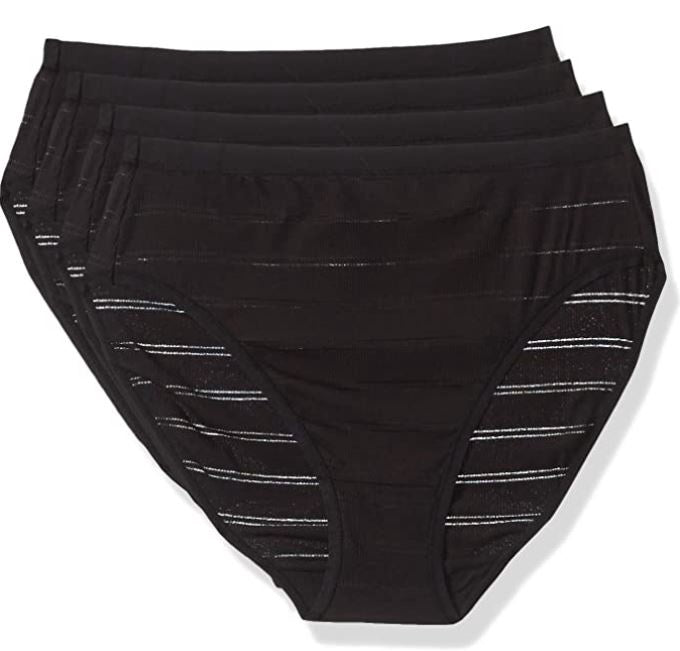 HANES Women Underwear Comfort Flex Ribbed 4PACK HI-CUT Black