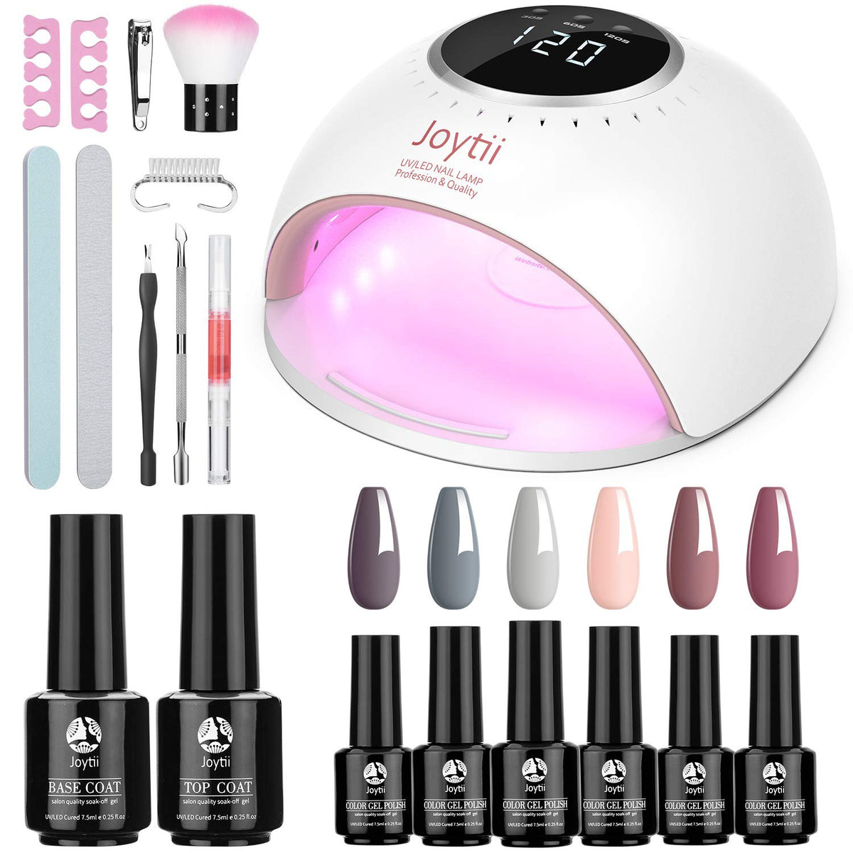 JOYTII Nails Gel Nail Polish Start Kit with 82W Uv Nail Lamp and 6 Colors Gel Polish and No Wipe Top and Base Coat and 10PCS Nail Art Manicure Tools Set