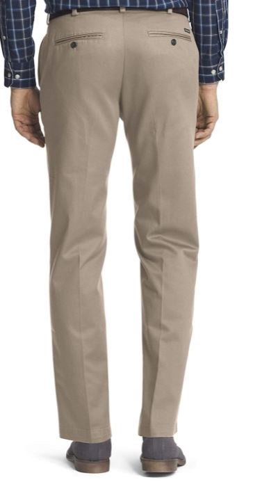 IZOD Men Pants American Chino Flat Front Straight Fit Khaki