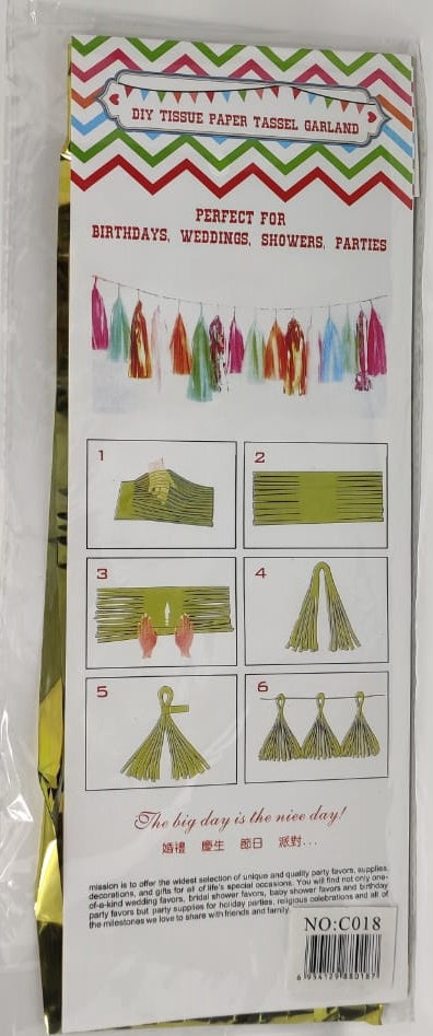 Party Diy Tissue Paper Tassel Garland Sold Each C018