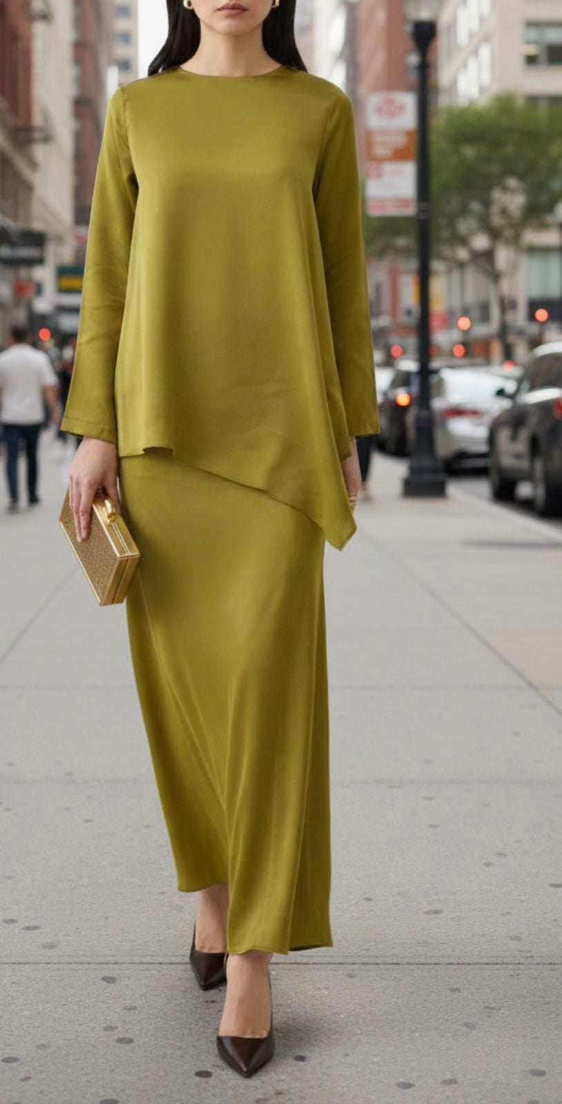 Skirt Suit 2PC Set Satin