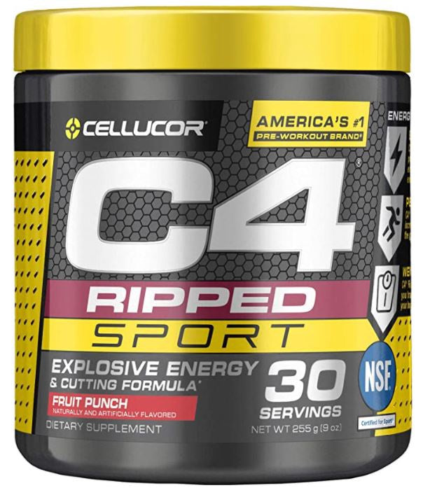 CELLUCOR Supplement C4 Ripped Sport Pre Workout Powder Fruit Punch Sugar Free Men & Women