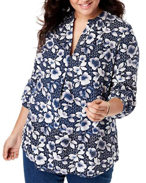 WOMAN WITHIN Women Plus Tunic Navy Floral