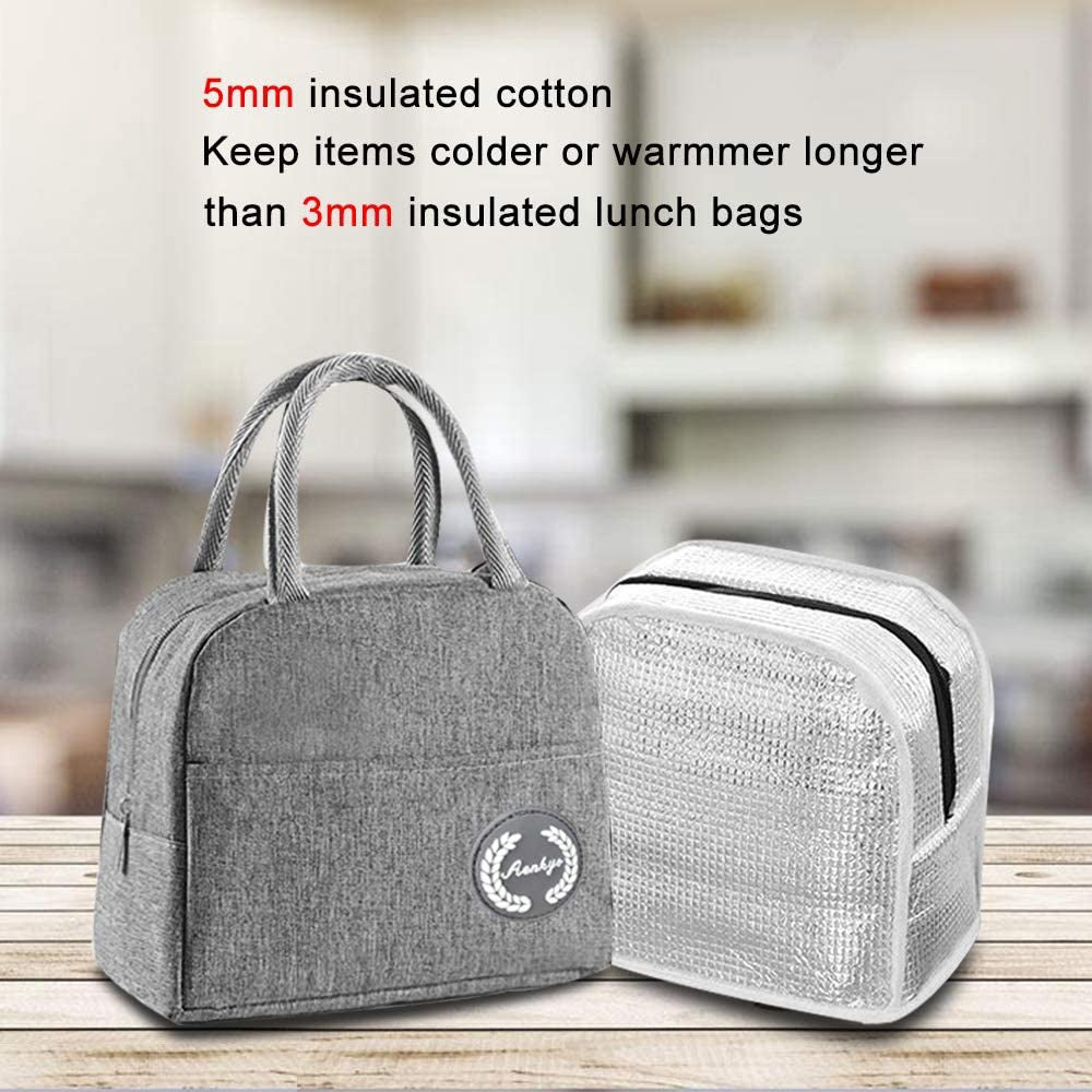 Bag Insulated Lunch Box Waterproof Lunch Tote Bag Durable Lunch Bags for Women Men Students College Work School Picnic Hiking Beach Fishing (Grey)