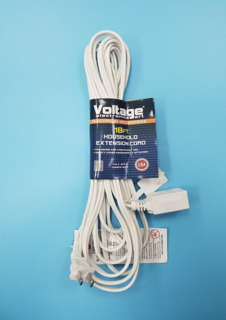 VOLTAGE Extension Cord 18FT White 18FT/IN
