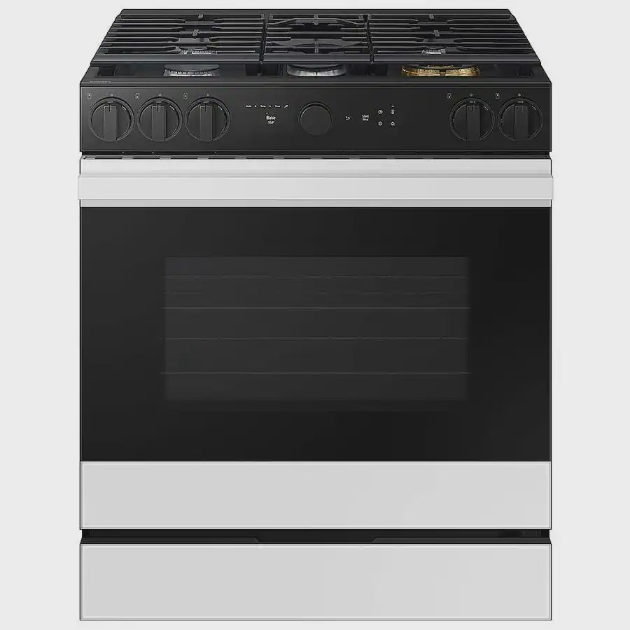 SAMSUNG Stove 5 Burner NSG6DB850012AA Bespoke White Glass with Air Fryer Smart WIFI Fan Convection
