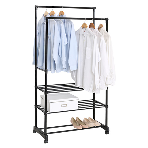 MUTBERG Clothes Rack Double Rod 3 Tier 29.33" X 16.35" X 61.8" HAS-SHYJ3090B