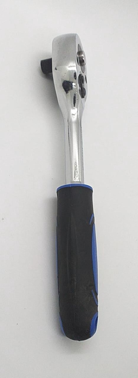 Ratchet Handle 3/8" Chrome Blue & Black Rubbe