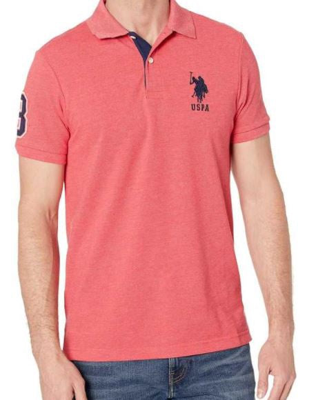 US POLO ASSN. Men Shirt Polo Us Polo Red Heather Slim Fit