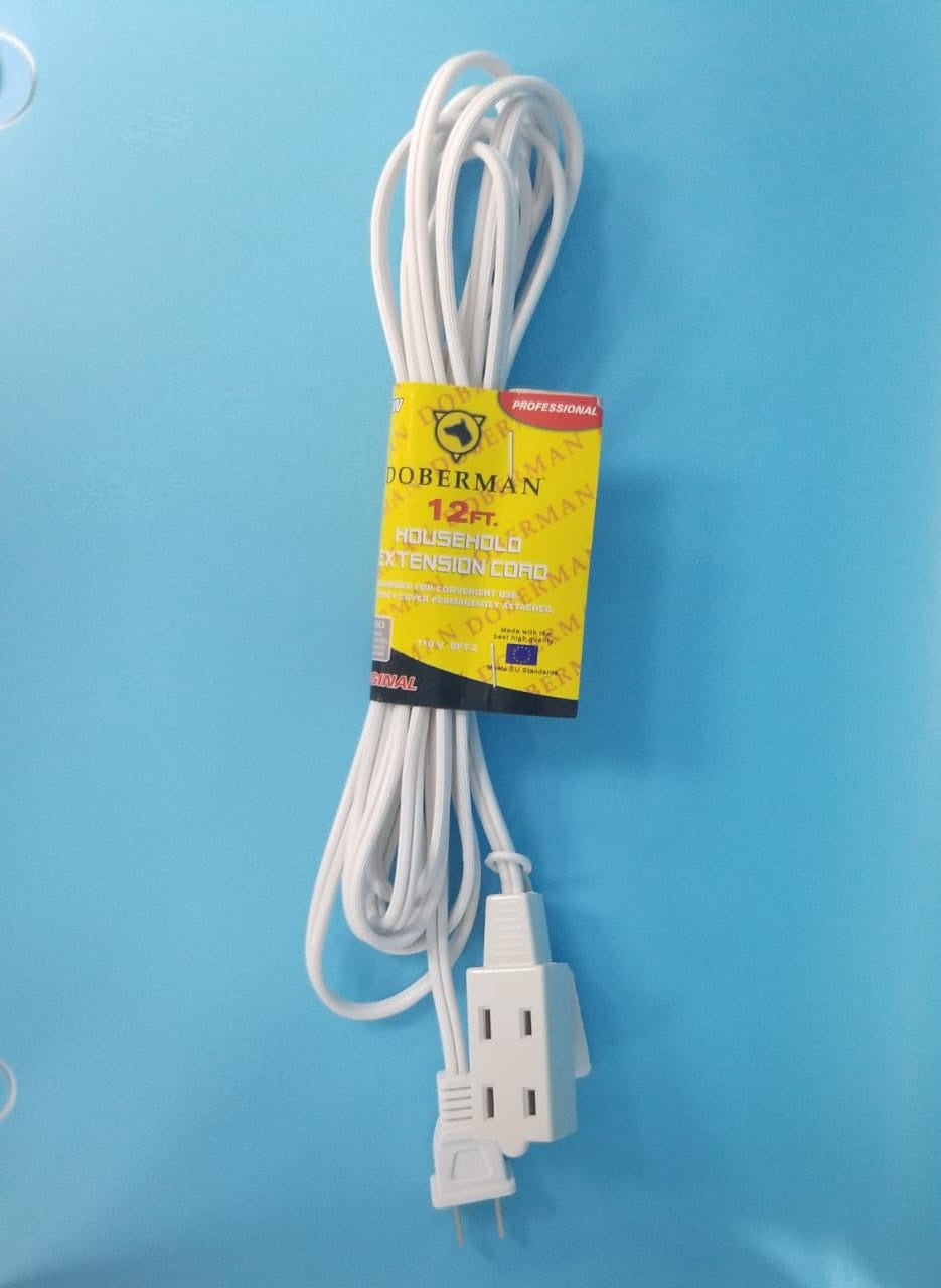 DOBERMAN Extension Cord Indoor 12FT White