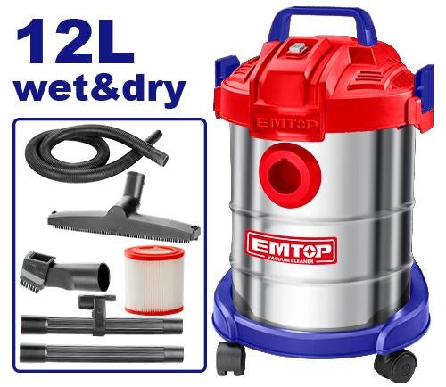 EMTOP Vacuum Cleaner ULVCR0801 800W 12L Wet & Dry